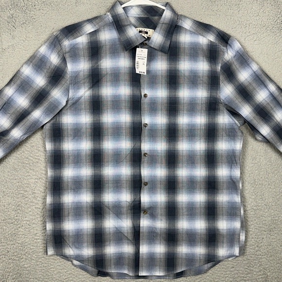 Other - NEW Joseph Abboud Shirt Mens XL Blue Grey Plaid Button Up Casual Long Sleeve